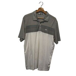Travis Mathew Gray & White Short-Sleeve Collard Pullover Men's Polo Shirt Size L